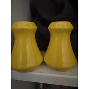 Vintage Salt Pepper Shakers Mid Century Modern YELLOW 70's